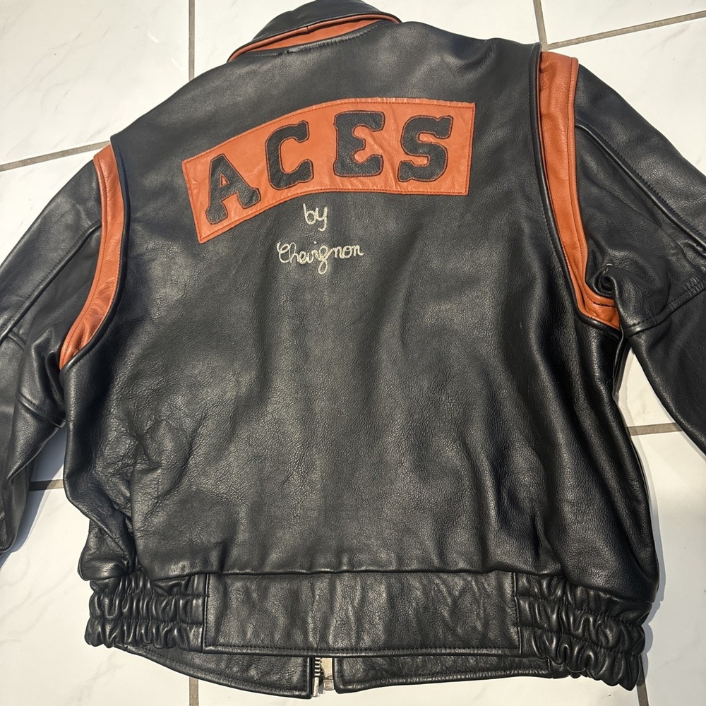 NWOT CHEVIGNON W.R.D. Leather Legend Jacket Varsity 80s League ACES XL VTG